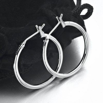 BIJ'OR-925 Sterling Silver Plated 23mm Medium Hoop Earrings,RRP $18