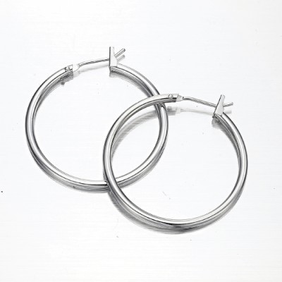 BIJ'OR-925 Sterling Silver Plated 30mm Medium Hoop Earrings,RRP $19