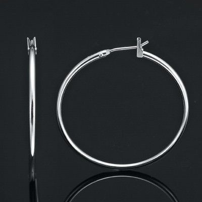 BIJ'OR-925 Sterling Silver Plated 35mm Large Hoop Earring - E305-Sa,RRP $18