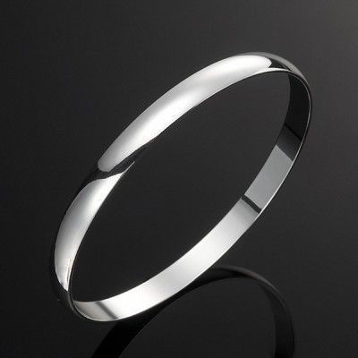 BIJ'OR-7mm 925 Sterling Silver Plated 66mm Wide Women's Plain Bangle,RRP$50