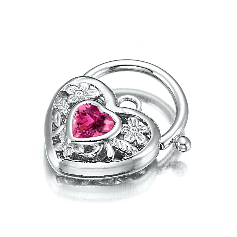 BIJ'OR-925 Sterling Silver Plated Pink Filigree Heart Locket-USA,RRP $30