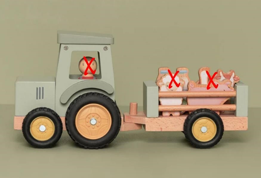 Little Farm Tractor With Trailer NB: Missing some parts, as image.
