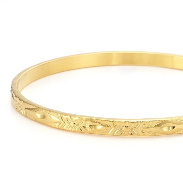 BIJ'OR-18ct , 63mm Wide Filigree Plain 4.5mm Bangle,RRP $125