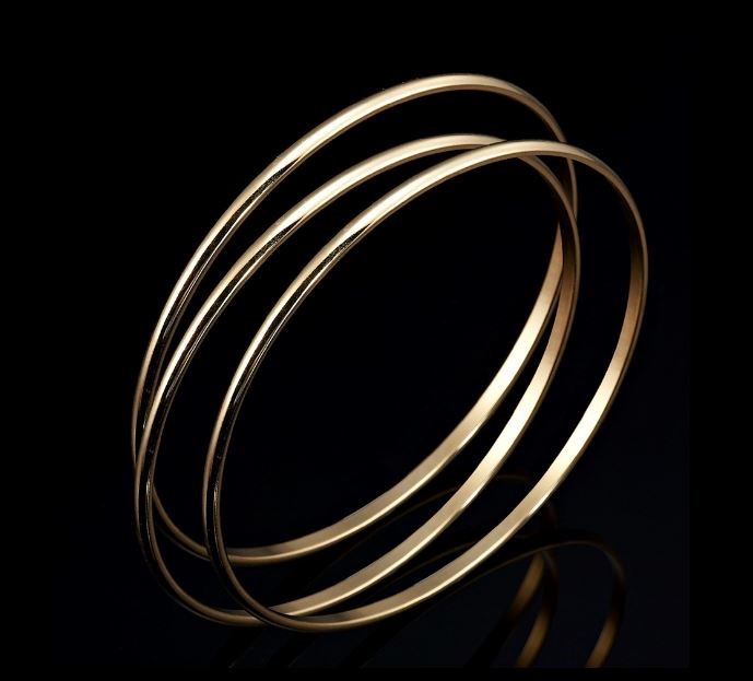 BIJ'OR-18ct Heavy YellowGold Plated 66mm Wide Etched 5mm Wide Bangle,RRP$89