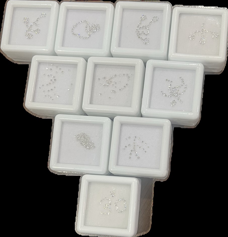 2.15 carat white diamonds in 10 boxes