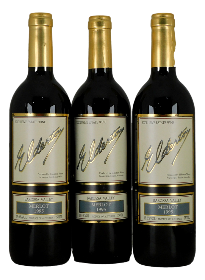 Elderton Merlot 1995 (3x 750mL), SA.