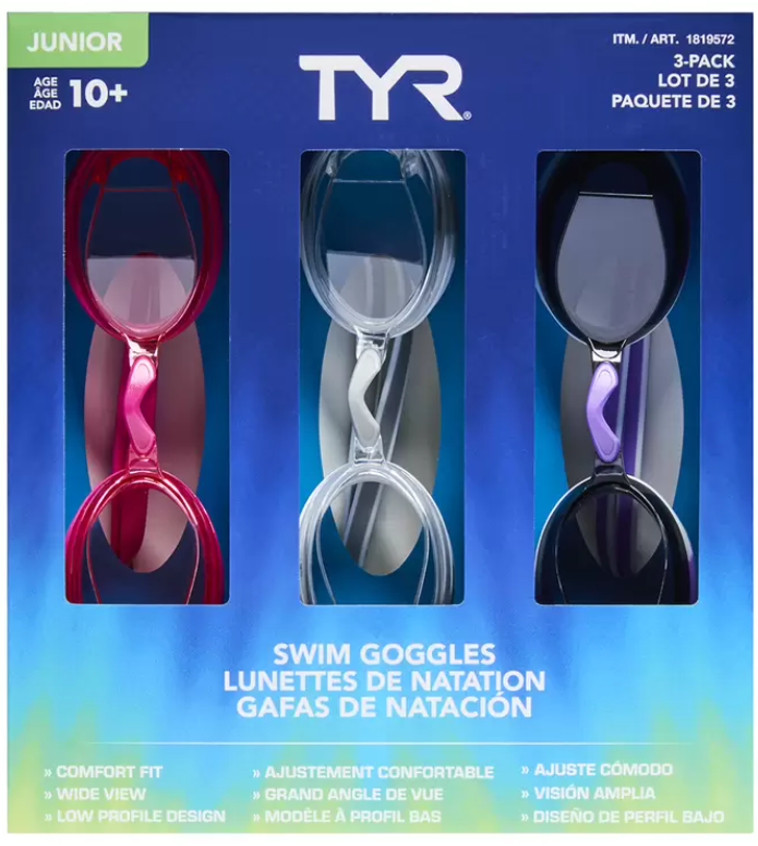 TYR Junior Goggle 2 Pack only. NB: red is missing.