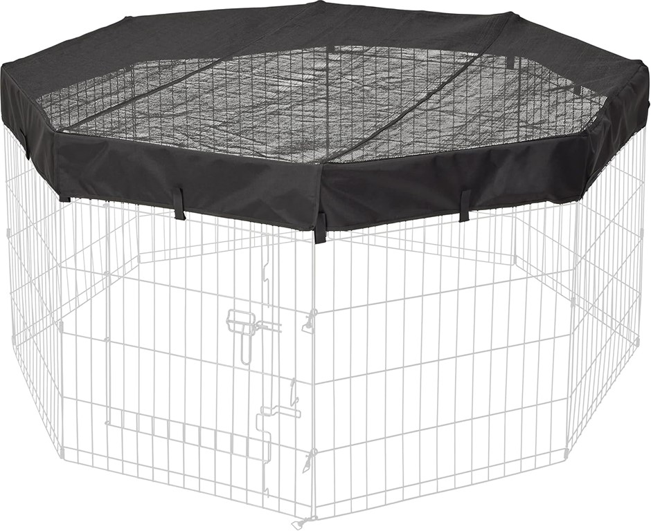 MIDWEST HOMES FOR PETS Octagon Exercise Pen Fabric Mesh Top, Black.
