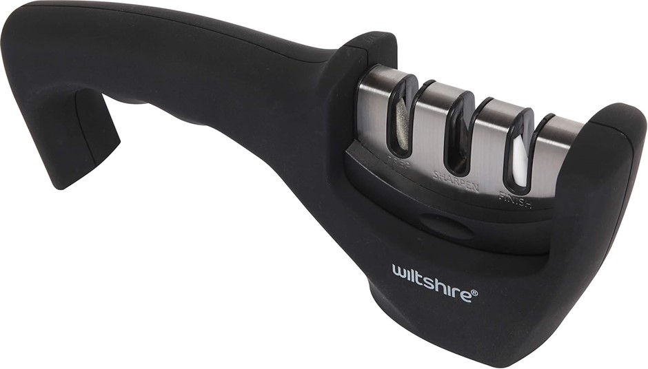 WILTSHIRE 41322 3 Stage Sharpener, Manual Sharpener for Sharpening Kitchen