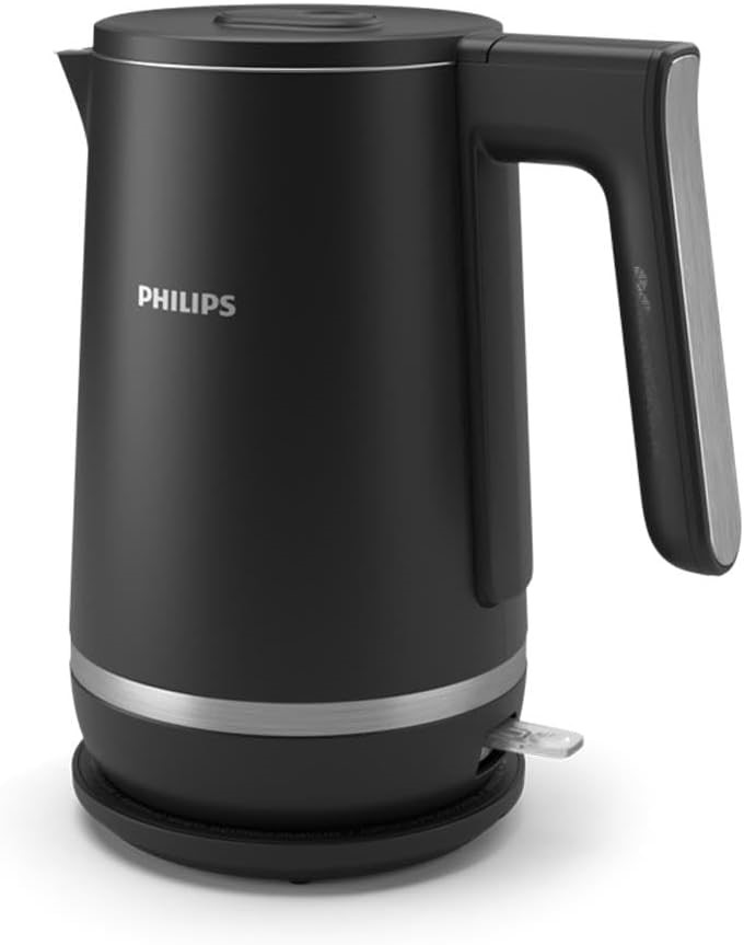 PHILIPS 5000 Series Double Walled Kettle, Stainless Steel, Black. NB: Has b