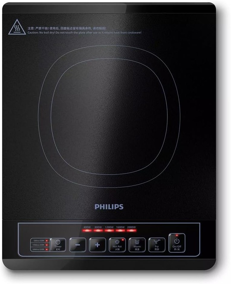 PHILIPS 5000 Series Induction Cooker, Black, 2000W High Power, HD4902/60. N