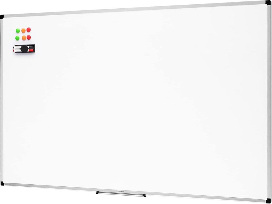 AMAZON BASICS Whiteboard Drywipe Magnetic with Pen Tray and Aluminium Trim,