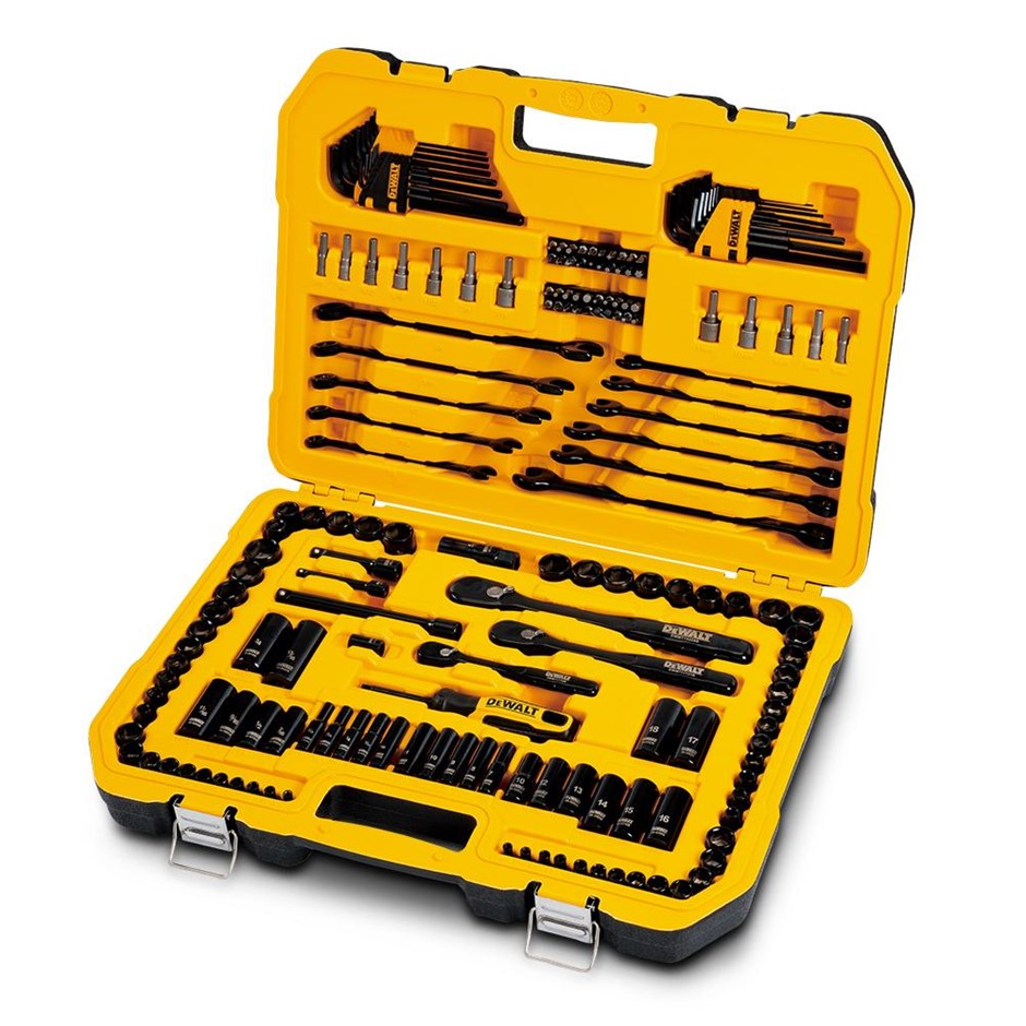 DeWALT 184pce 1/4", 3/8" & 1/2" Drive Metric/SAE Black Chrome Mechanics Soc