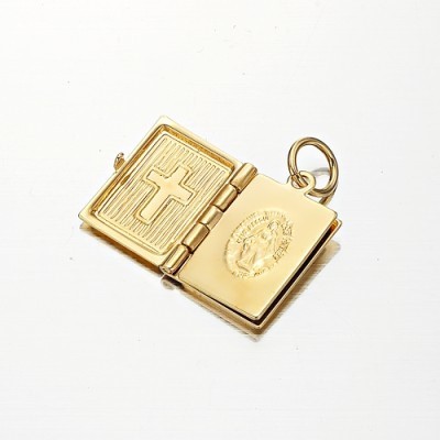 BIJ'OR-18ct Heavy Yellow Gold Plated Bible Pendant - USA Made,RRP $59