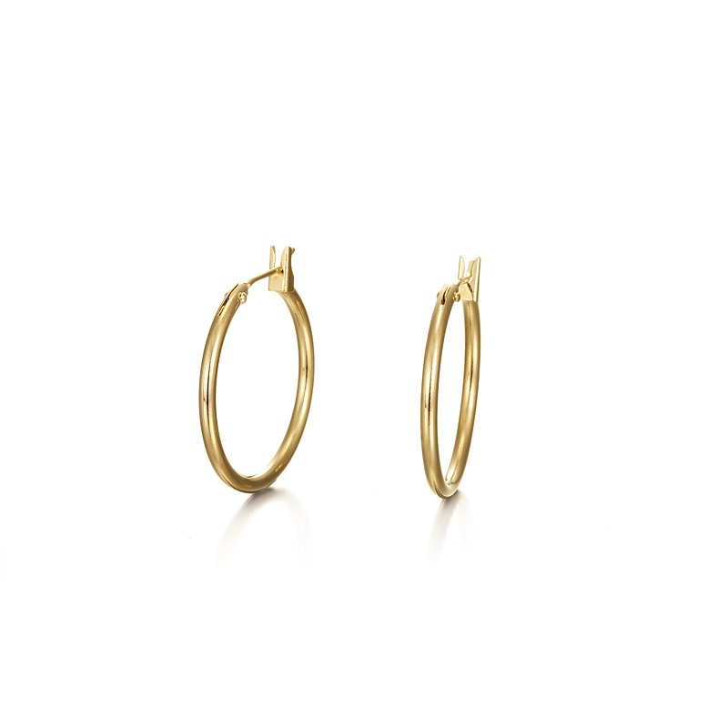 BIJ'OR-18ct Heavy Yellow Gold Plated Medium 23mm Hoop Earrings,RRP $35