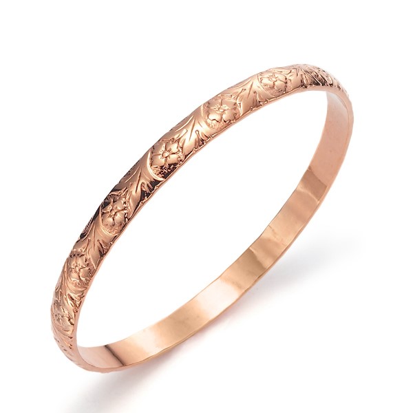 BIJ'OR-18ct Rose Gold, Embossed Filigree Women's Bangle-USA,RRP $125