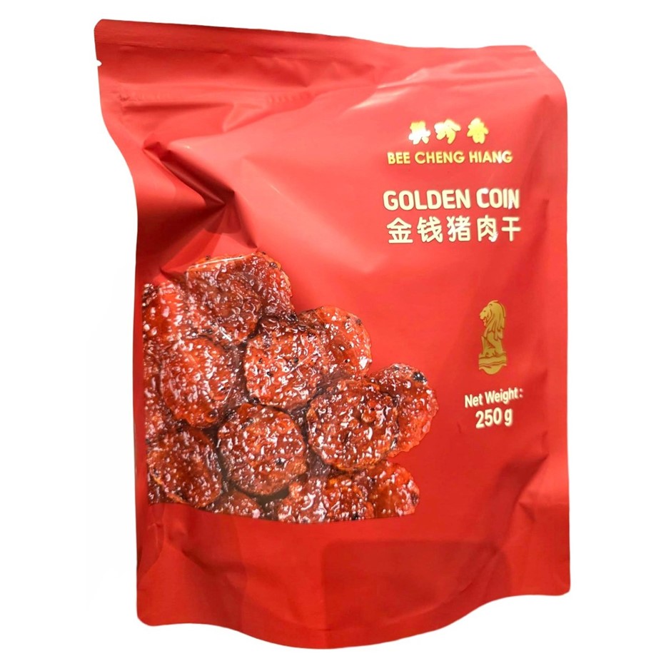 2 x BEE CHENG HIANG Golden Coin Singapore Classic BBQ Pork Jerky, 250g. N.B