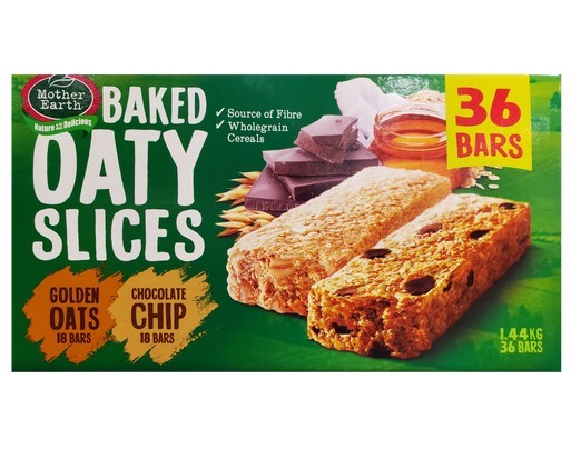 2 x Box of 36pc MOTHER EARTH Baked Oaty Slices, Golden Oats, Chocolate Chip