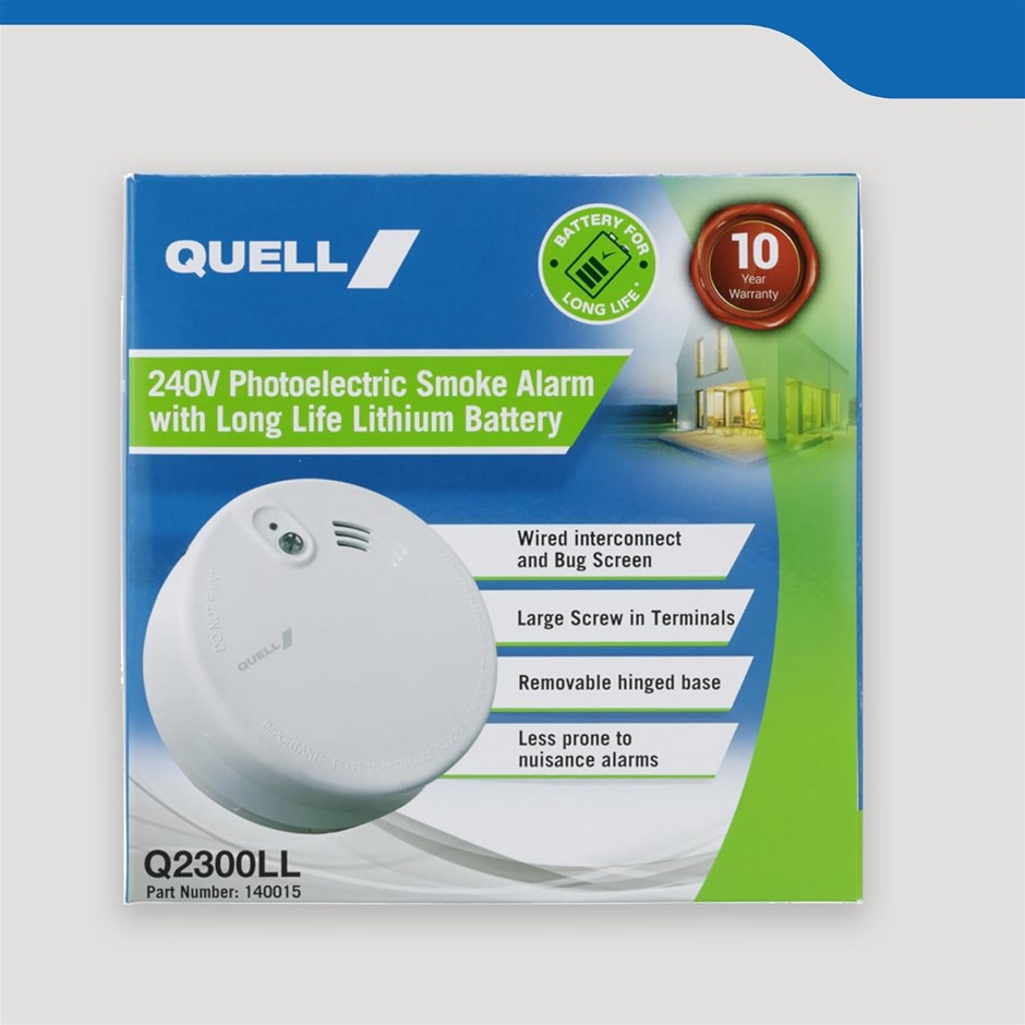 Quell Q2300LL Smoke Alarm, Photoelectric, 240V, Long Life with 9V Lithium B