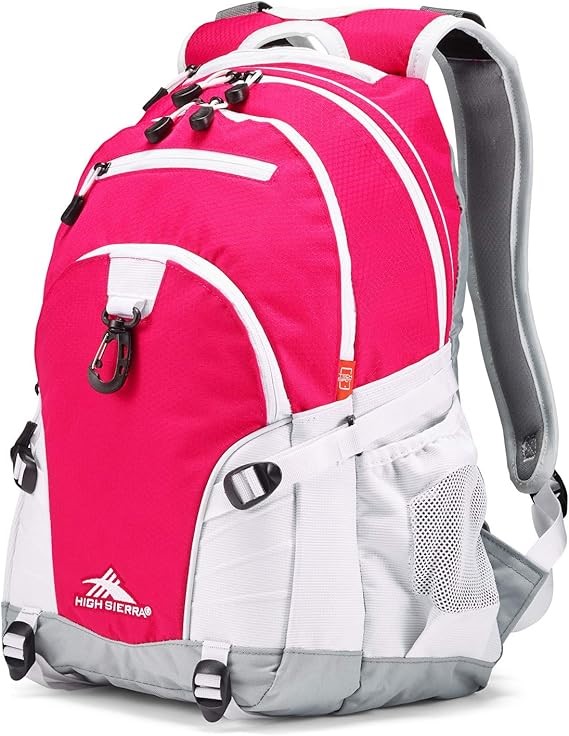HIGH SIERRA 53646-7638 Loop Backpack, Pink Punch/White/Ash, 19 x 13.5 x 8.5