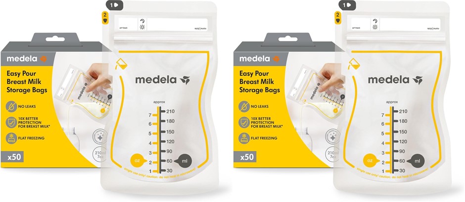 2 x MEDELA Easy Pour Disposable Breastmilk Storage Bags, 210 ml Capacity, L