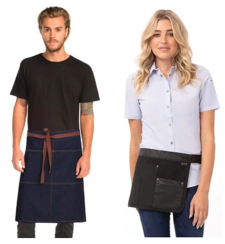 BUNDLE of 2: CHEF WORKS Memphis Bistro Apron (Indigo Blue) + CHEF WORKS Wom