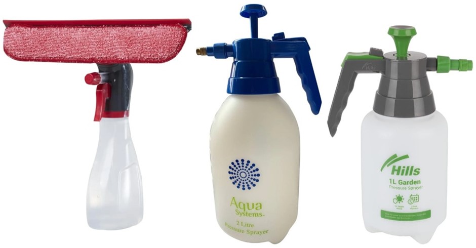 BUNDLE of 3: RUBBERMAID Window Cleaner Spray Bottle (with MF Pad and Squeeg