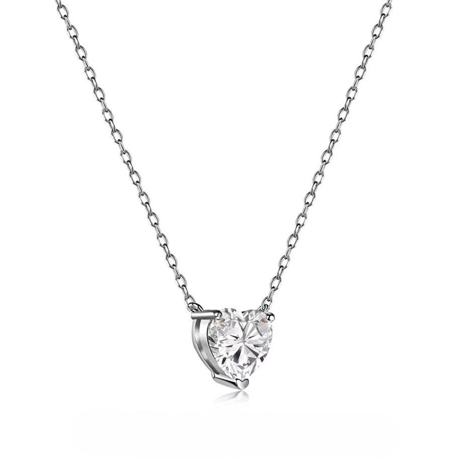 2.00ct Heart Cut GRA Certified Moissanite 925 Silver Pendant Necklace