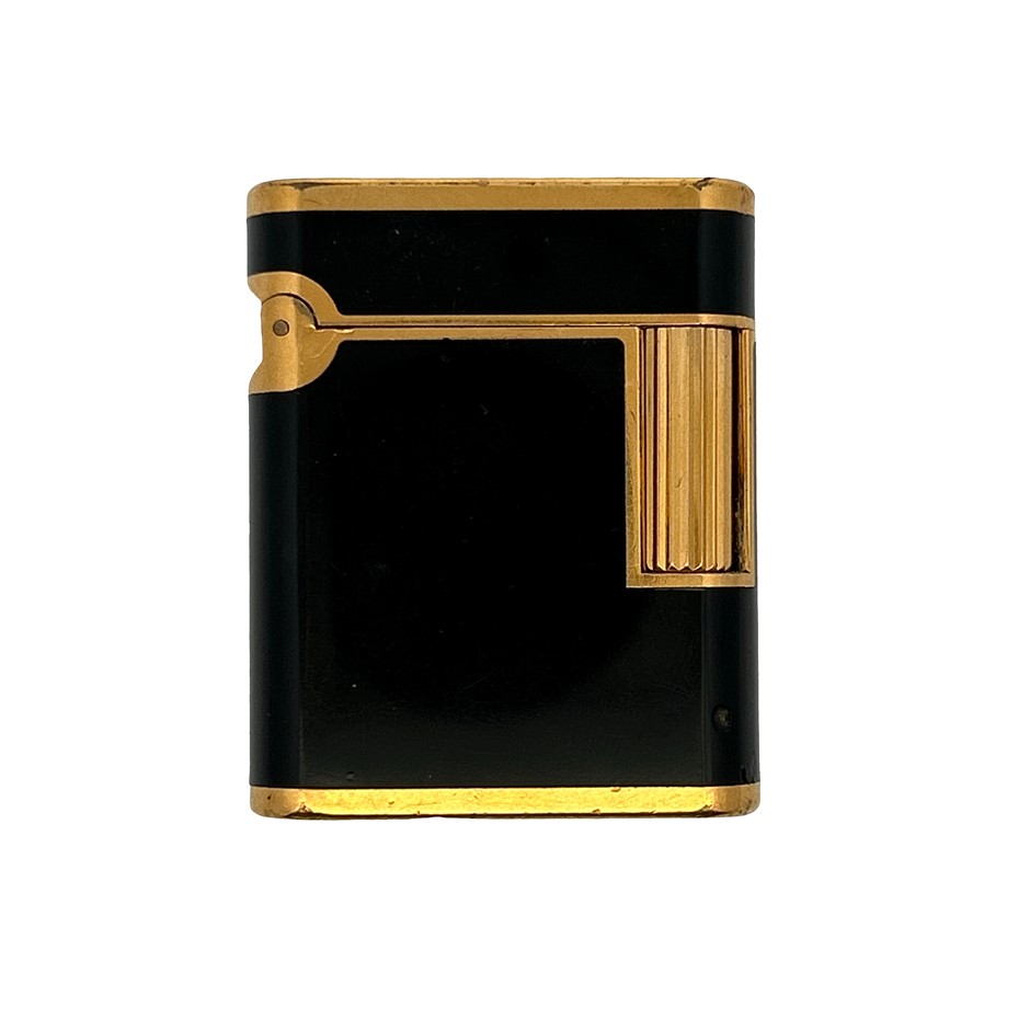 ST DUPONT PARIS Vintage Black Enamel & Gold-Tone Cigarette Lighter