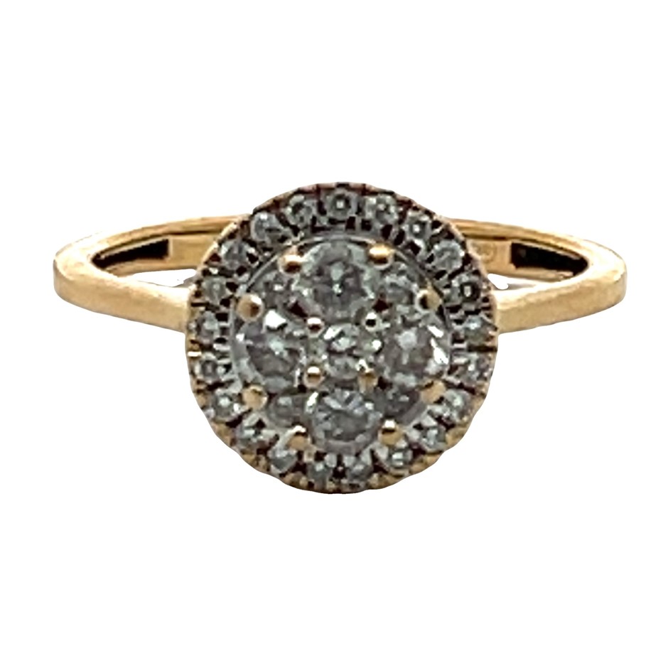 9ct Yellow Gold 0.50ct Diamond Cluster Ring