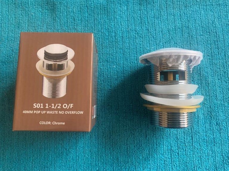 New in Box 40mm Pop Up Waste With Overflow - Qty 5