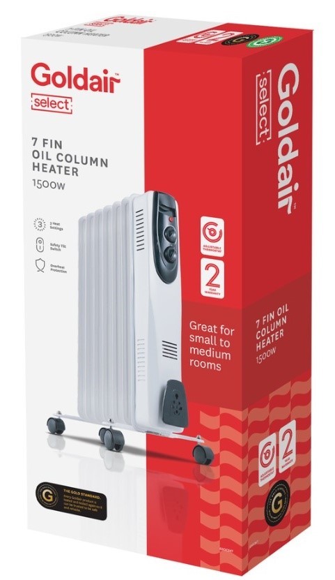 GOLDAIR 7 Fin Oil Column Heater, 1500W. NB: Minor use