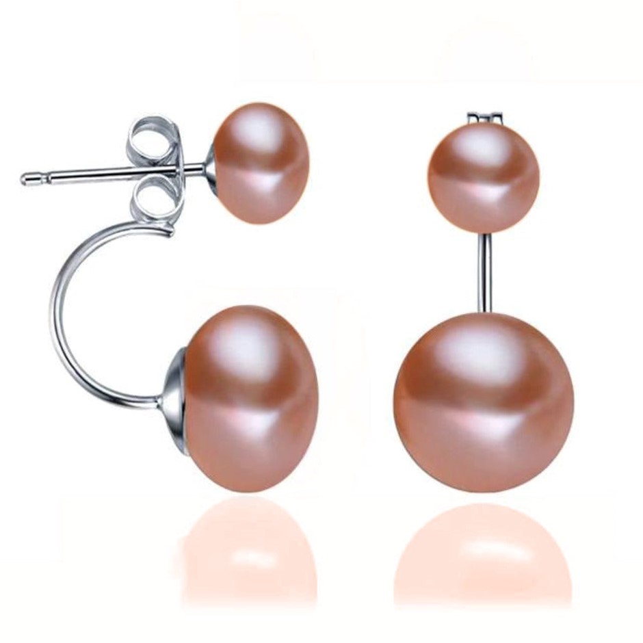 BIJ'OR - Double Drop Genuine Purple Freshwater Pearl Earrings, RRP $59