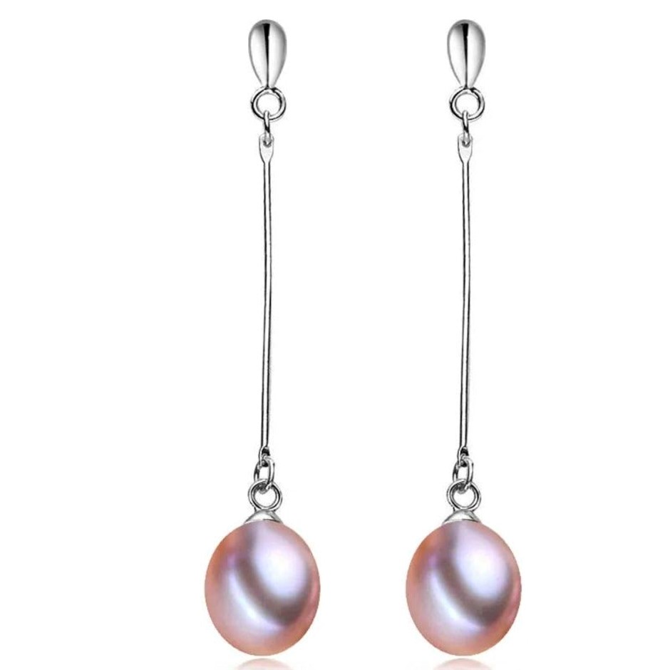 BIJ'OR - Stunning Genuine Purple Freshwater Pearl Dangle Earrings, RRP $59