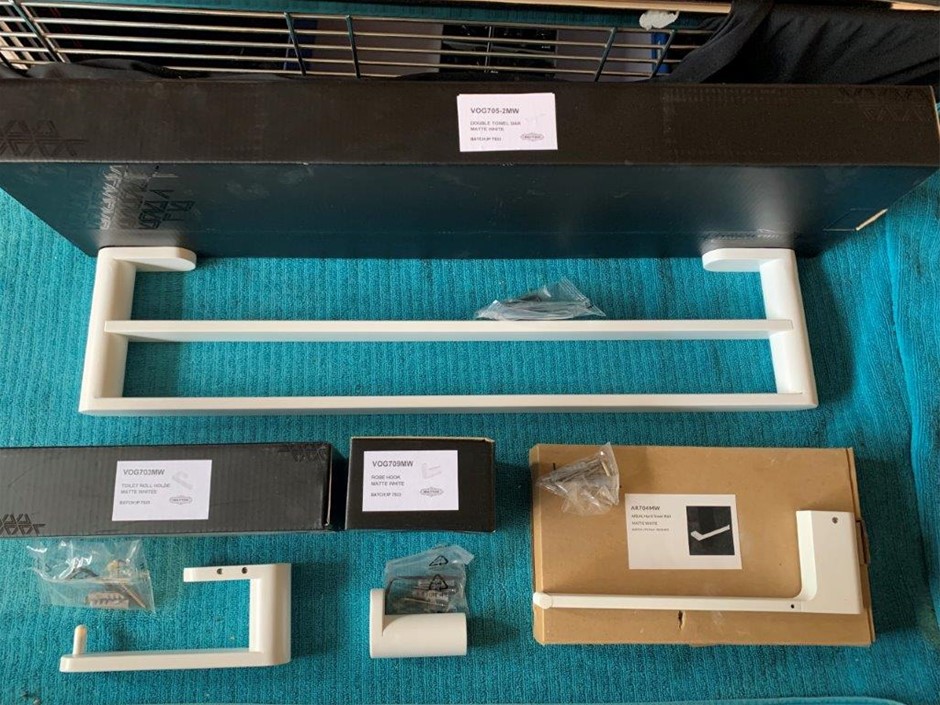 New in Boxes Multitude White Bathroom Accessories