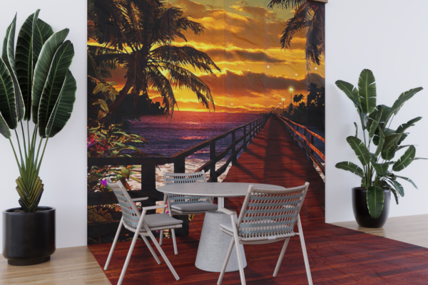 3D Tropical Sunset 3m x 3m Fabric Wall Photo Backdrop Highett VIC pickup