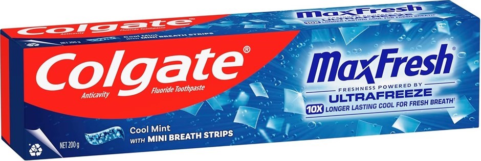 4 x COLGATE Max Fresh Cool Mint Toothpaste, 200g. N.B: Damaged box packagin