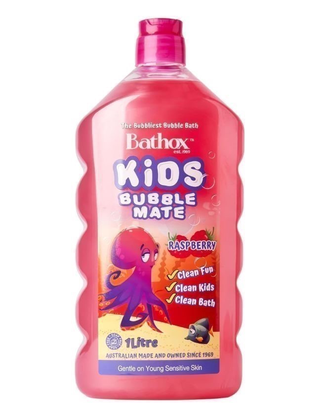 5 x BATHOX Kids Bubble Mate Raspberry Scent, 1L.