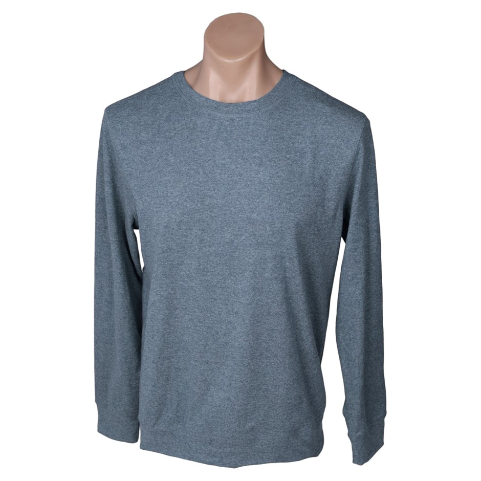 BOSTON TRADERS Men's Brushed Crew, Size M, 90% Polyester, Titan Blue.