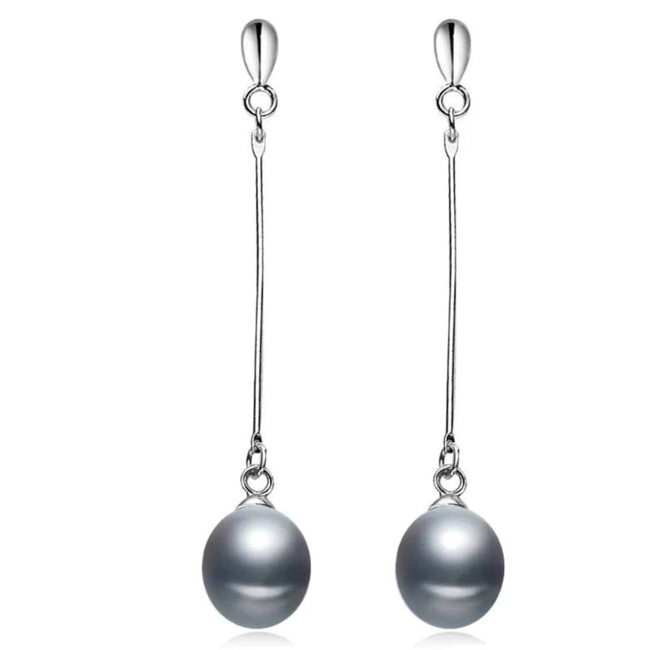 BIJ'OR - Stunning Genuine Grey Freshwater Pearl Dangle Earrings. RRP 59