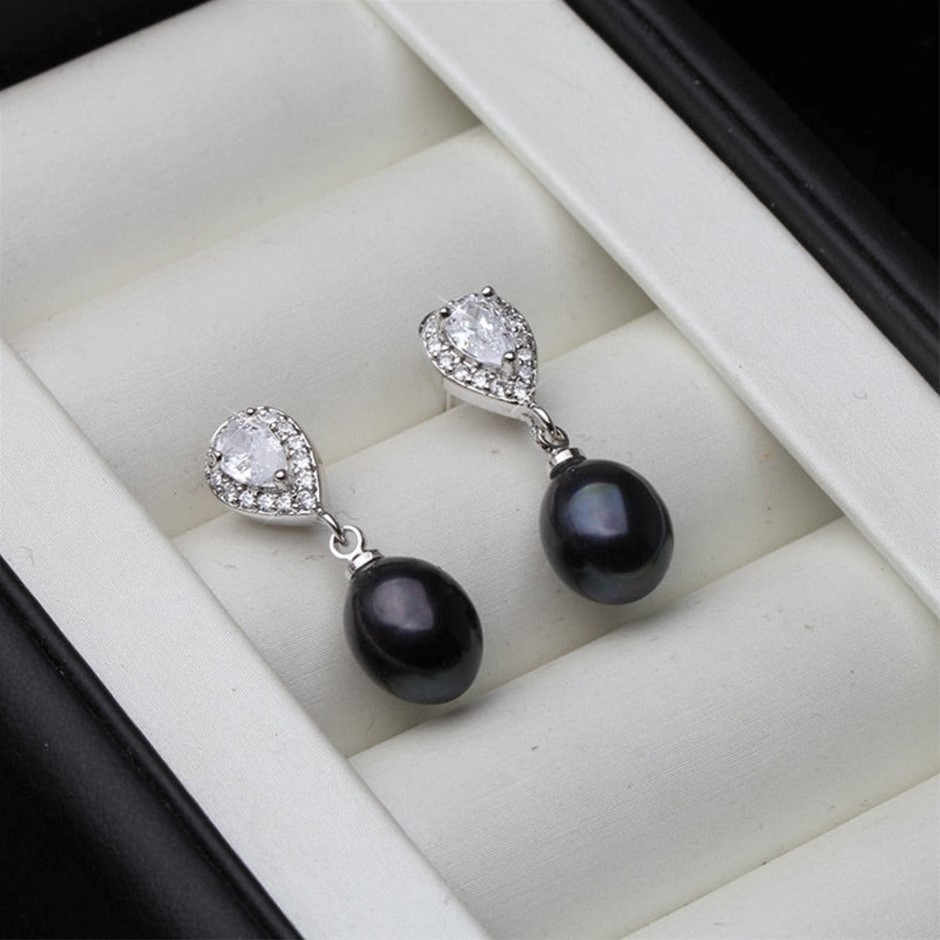 BIJ'OR - Stunning Simulated Diamond & Pearl Drop Earrings. RRP 59