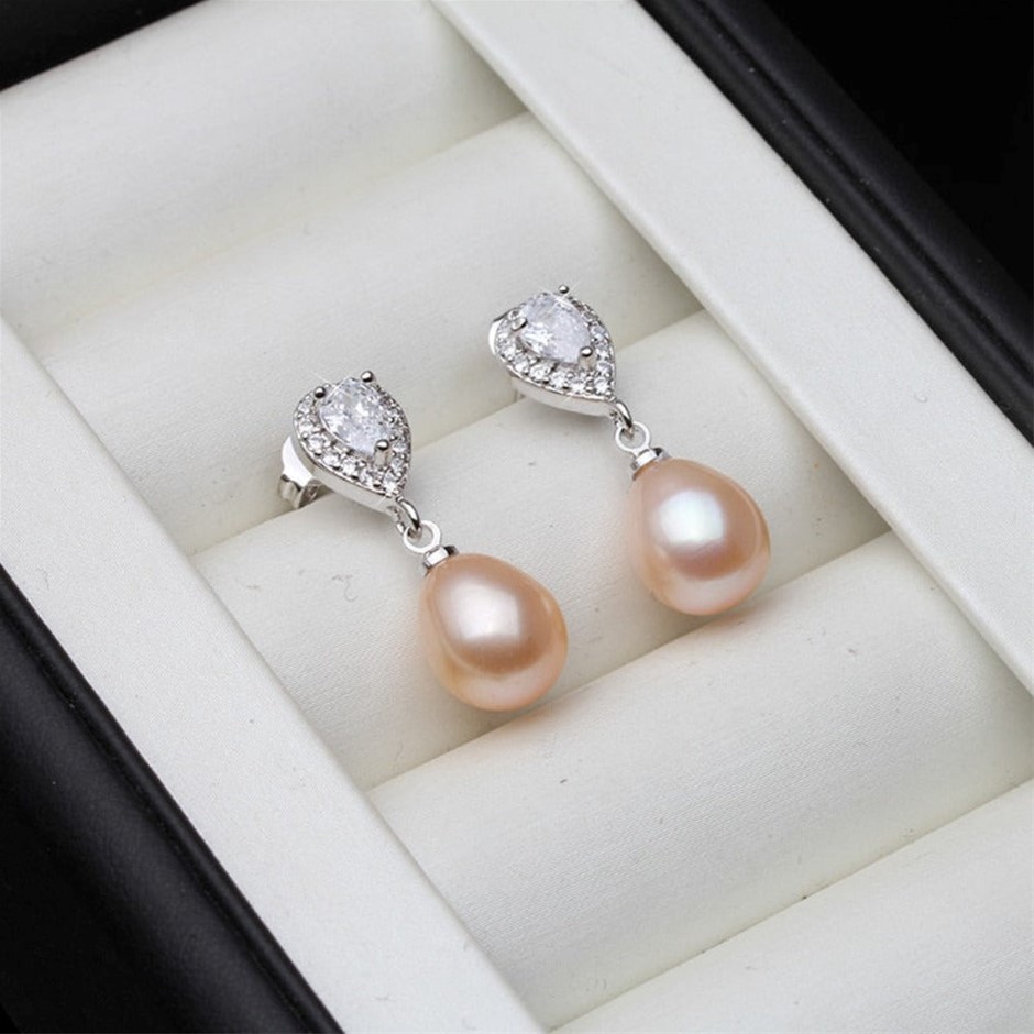 BIJ'OR - Stunning Simulated Diamond & Pearl Drop Earrings. RRP 59