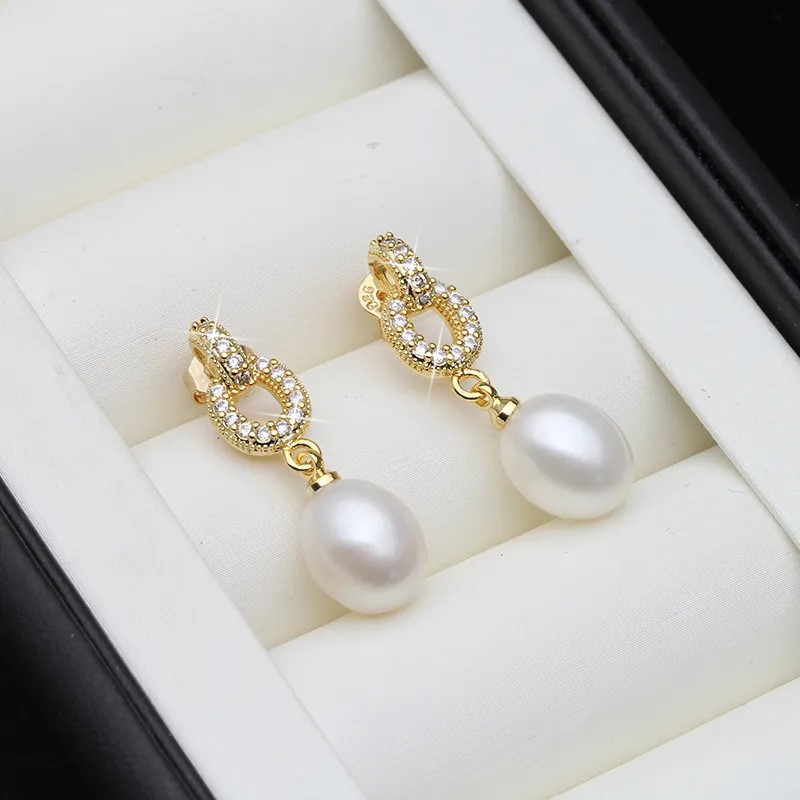 BIJ'OR - Designer White Freshwater Pearl Drop Earrings in Gold. RRP 59