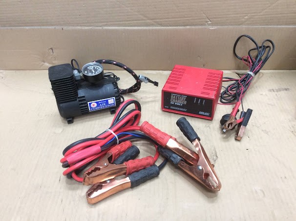 Battery Charger & Deluxe Air Compressor& Battery Jumper Cable (Lot of 3)