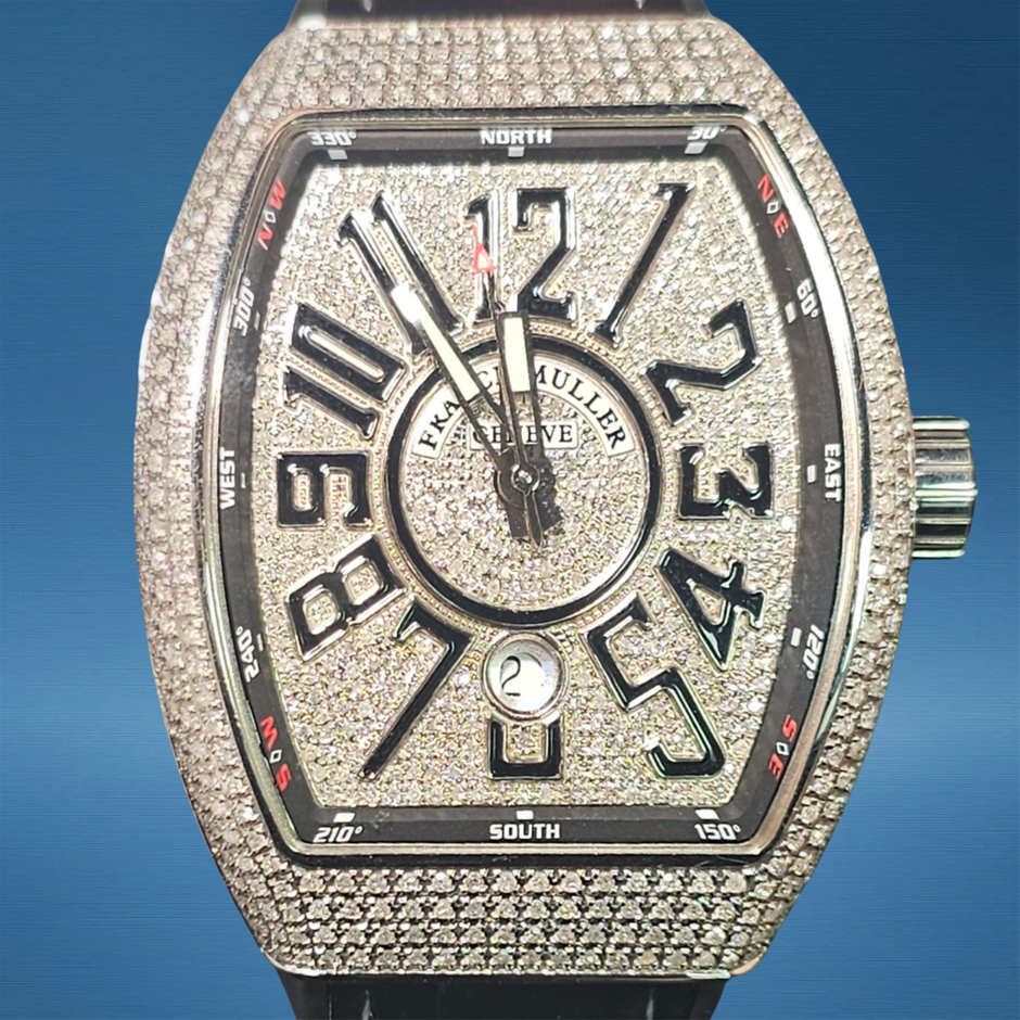 FRANCK MULLER V45 STEEL AND CUSTOM DIAMOND BxP
