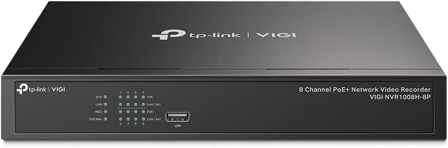 TP-LINK VIGI 8 Channel PoE+ Network Video Recorder, 24/7 Continuous Recordi