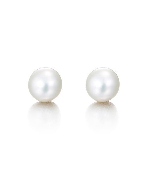 BIJ'OR - Round Pearl Stud Earrings in White - 6-7mm RRP $49
