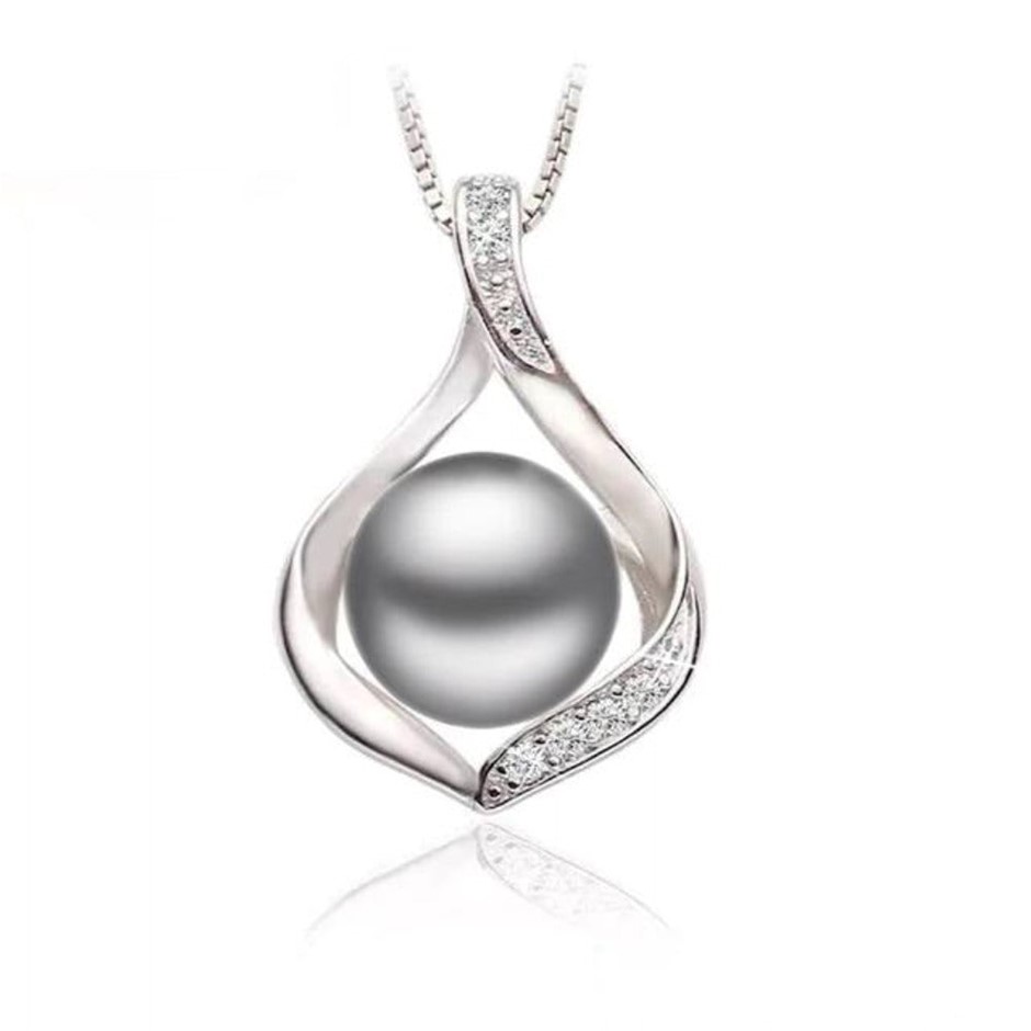 BIJ'OR - Grey Pearl & Simulated Diamond Teardrop Necklace  RRP $59