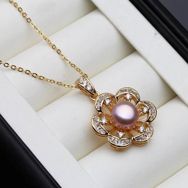 BIJ'OR - Purple Pearl Floral Necklace in Gold RRP $59