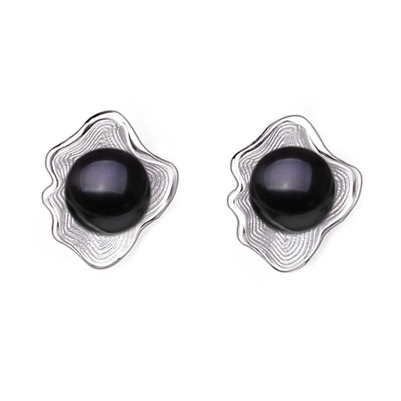 BIJ'OR - Black Pearl in Oyster Shell Stud Earrings RRP $59